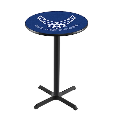 42 Blk Wrinkle U.S. Air Force Pub Table,36 Dia. Top